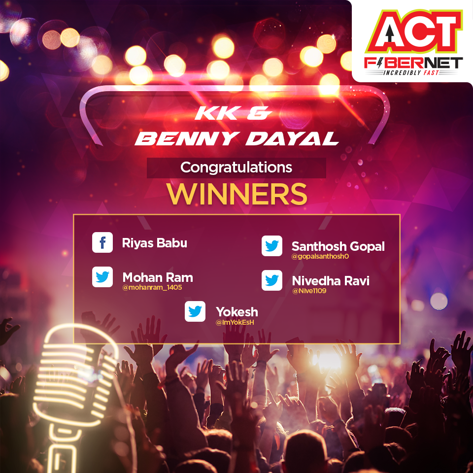 Thank you all for the participation in the contest. Congratulations winners! You’ve won entry passes to the KK & Benny Dayal + Funktuation concert at @Saarang_IITM today from 6 pm onwards. Please DM your email ID and contact number immediately.
Valid for Chennai only.