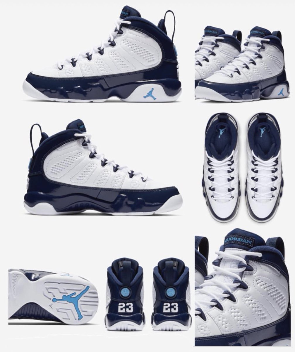 white and navy retro 9