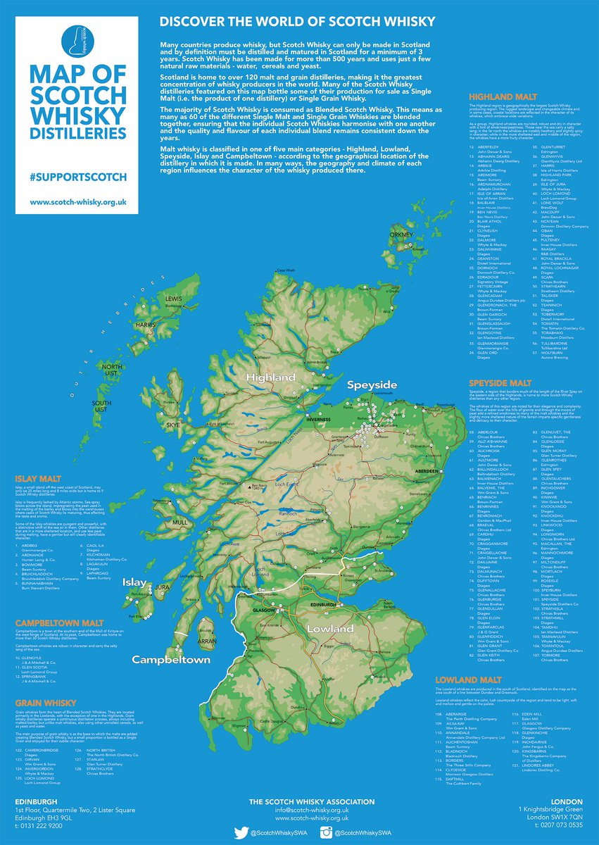 オーツカ スコットランドのウイスキー蒸留所の最新マップがスコッチウイスキー協会 Swa から無料配布されてますよ W 121のモルトウイスキー蒸留所と7つのグレインウイスキー蒸留所が記してあります お好きな方は以下のリンクからダウンロードして