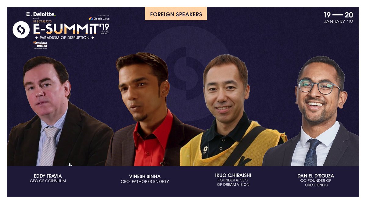 ecell_iitb's tweet photo. E-Cell, IIT Bombay brings you a star-studded lineup of foreign speakers for you to relish at the 14th edition of the E-Summit'19! To grab all them live on 19-20th Jan register at: https://t.co/PIAD3ZTzg9

#CreatingJobCreators

#ESummit2k19 https://t.co/svhV0fa1ZD