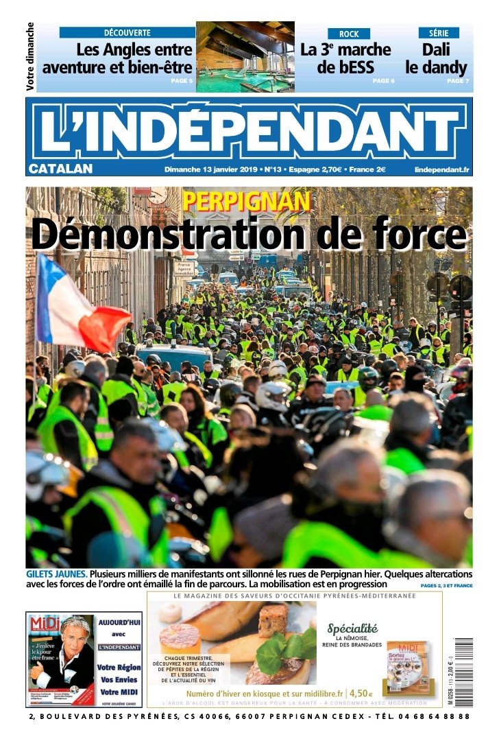 ⚡🇫🇷INFO - Les #Giletsjaunes sont à la une de plusieurs journaux locaux ce matin. Une mobilisation en hausse dans l'Hexagone pour l'acte 9, avec au moins 93.000 manifestants (décompte réalisé par Franceinfo dans 73 villes) contre 50.000 le samedi précédent.
