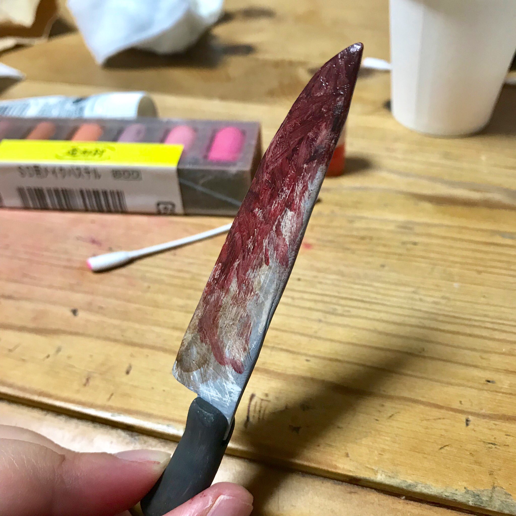 Twitter 上的 Miho 34dolls 企画ありがとうございました ヘッドの塗装ついでに ロリコちゃん愛用のナイフも血濡れにしてあげた ハンドメイド ドール用小物 ホラー ドール用ナイフ ドールサイズ T Co Mxrgio96te Twitter