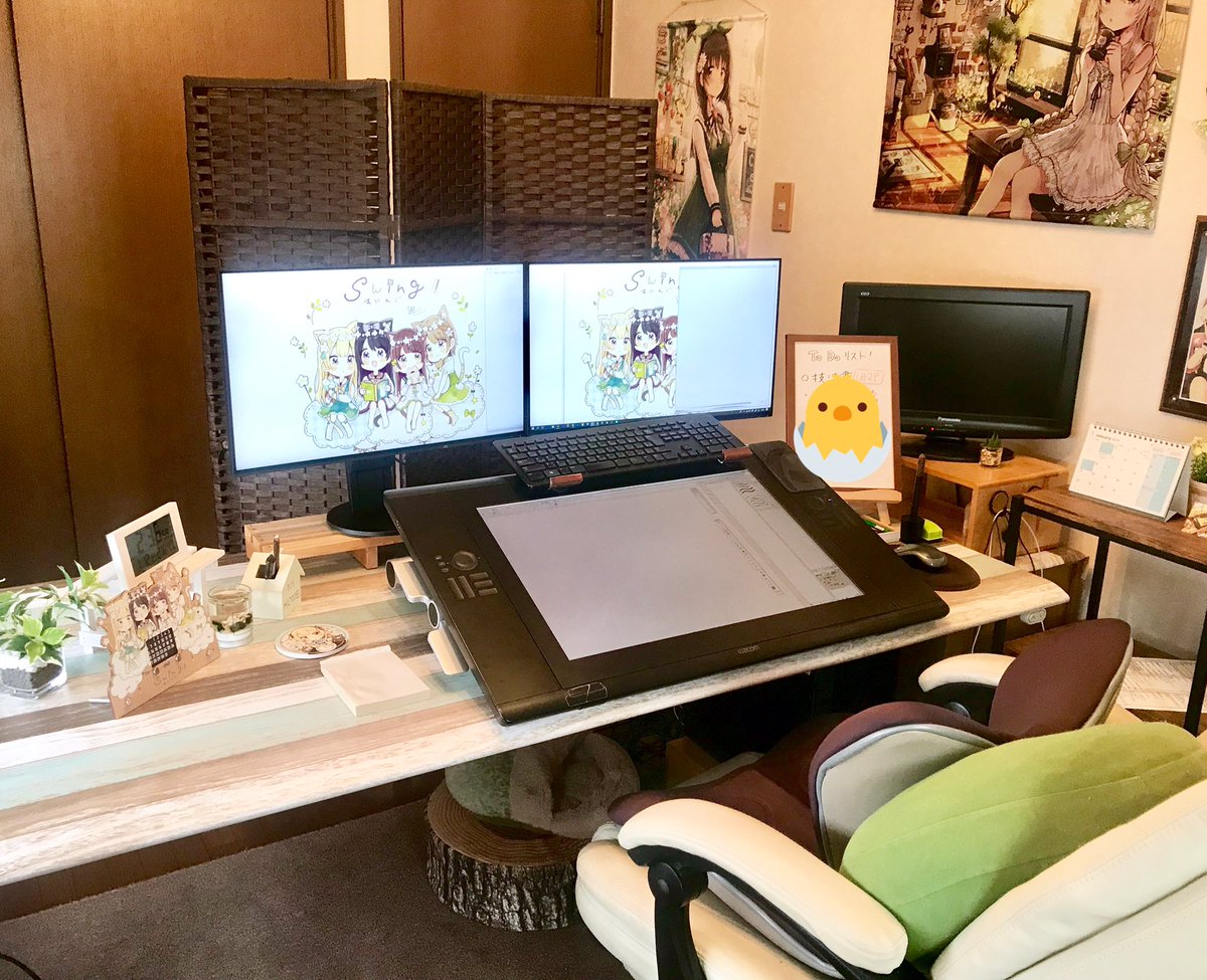「作業部屋を模様替えしました。ナチュラル空間? 」|佐倉おりこ🍀ぬり絵本5/10発売🎨 ｺﾐﾃｨｱ144【く13b】のイラスト