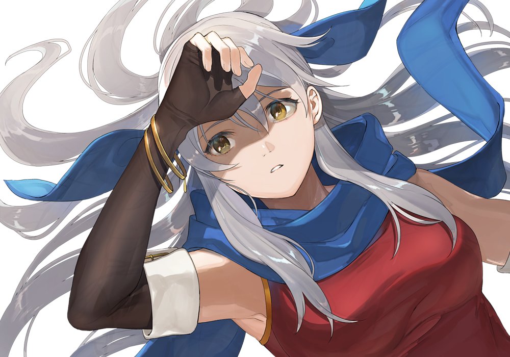 micaiah (fire emblem) 1girl blue scarf gloves solo long hair scarf sleeveless  illustration images