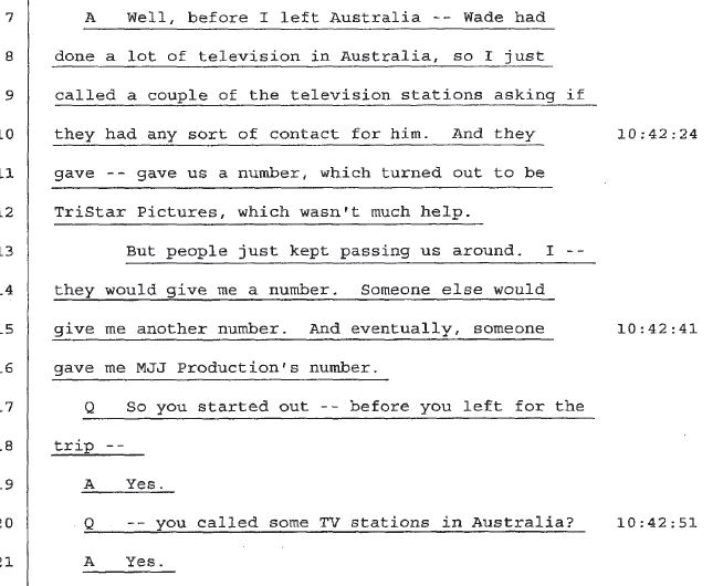 Before the Robson family traveled to the USA in January 1990, Joy already tried to obtain contact information for MJ, by calling Australian television channels and asking if they had any sort of contact for him. She eventually managed to obtain the phone number of MJJ Porductions