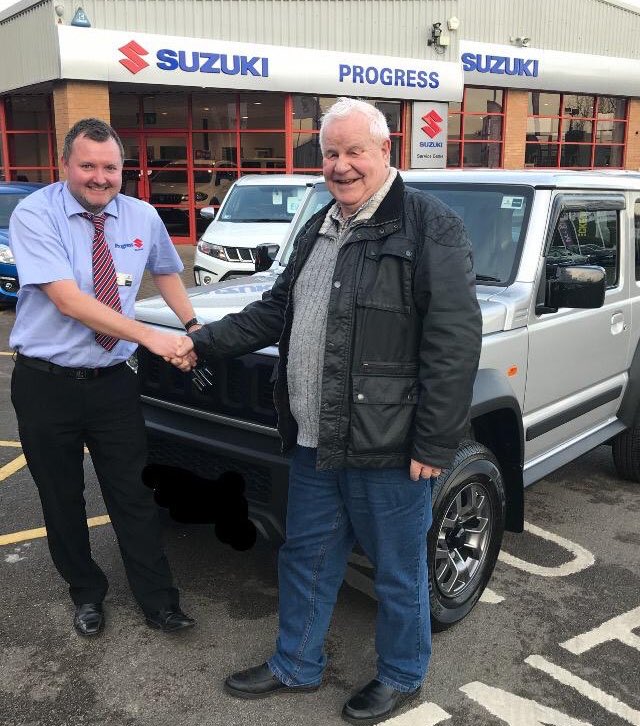ProgressSuzuki's tweet photo. Our first New #Suzuki #Jimny goes out the door at #Kettering this weekend to Mr Frost. This is Mr Frost’s 7th car from Progress 😀🚗 @SuzukiCarsUK @SuzukiPress https://t.co/kkvVVT38Km