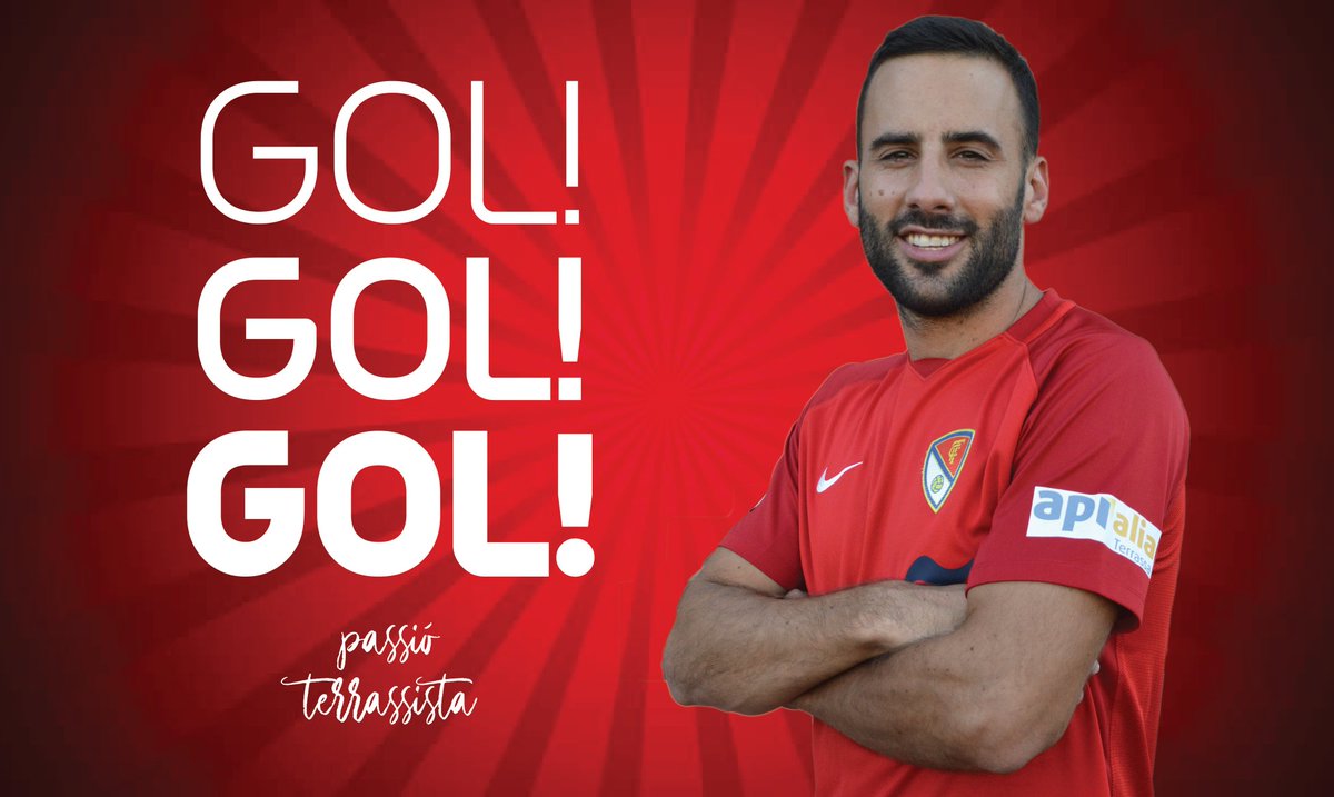 TerrassaFC's tweet photo. 61' (1-1) ⏱ GOOOOL! GOL! GOL! Marca @SergiArranz! Gol del @TerrassaFC al camp de l'#Hospi!

#passióterrassista https://t.co/kfntjs1mHq