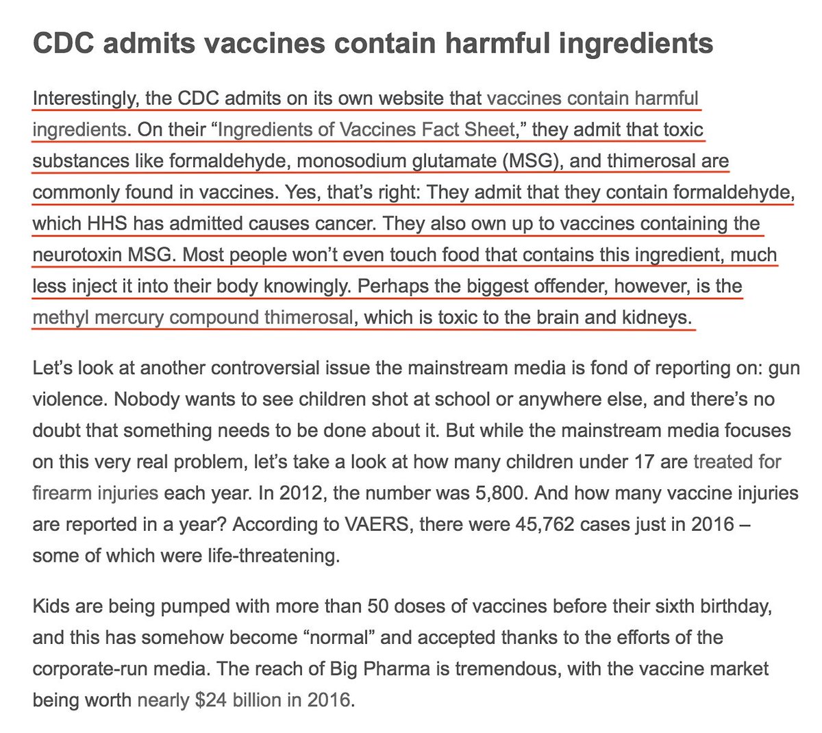 CDC Admits On Its Website That Vaccines Contain Harmful Ingredients. On Their “Ingredients Of Vaccines Fact Sheet,” They Admit Formaldehyde, Monosodium Glutamate (MSG), And Thimerosal Are Commonly Found In Vaccines. https://www.naturalnews.com/2018-06-20-the-claim-that-vaccines-are-completely-safe-is-fake-news.html #QAnon Vaccine  #GreatAwakening  @potus