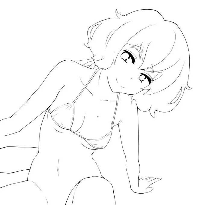 ゾンビ肌と線画 