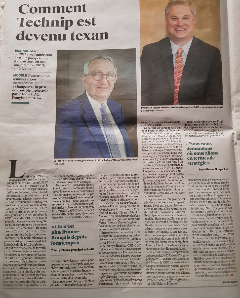 Article @leJDD aujourd'hui : comment @TechnipFMC, fleuron industriel français, est desormais totalement contrôlé par les intérêts américains, après une fusion "d'égal à égal" acceptée par @EmmanuelMacron et conseillée par la banque #Rothschild. #colonisationéconomique #trahison