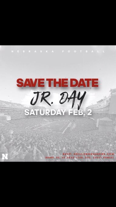 Official 2019 Nebraska Jr Day Visitors Football