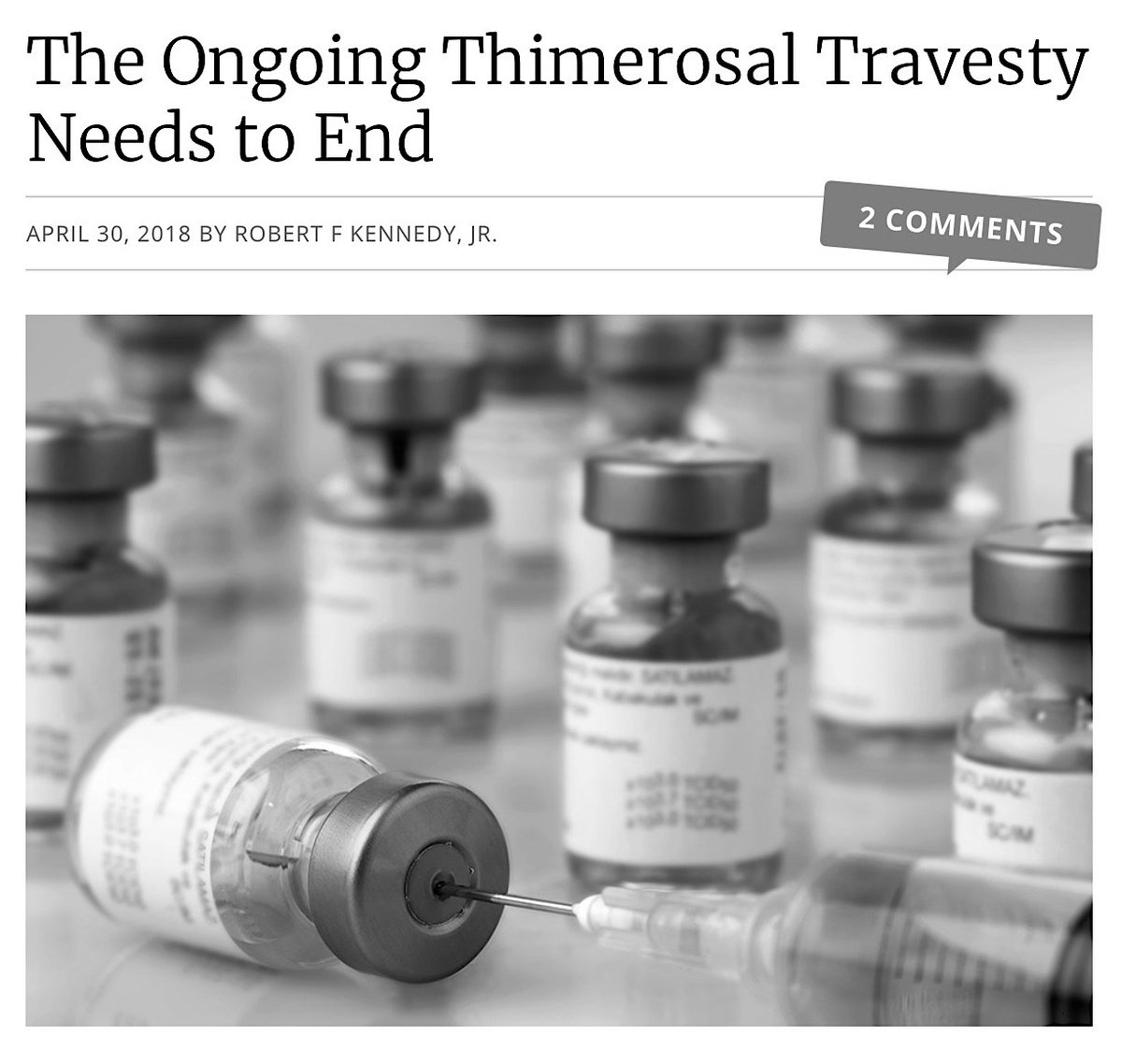 Thimerosal Is The Infamous Mercury-Containing Preservative In Use, To This Day, In Some Vaccines And Also In Dozens Of Other Pharmaceutical Products Approved By The FDA.By Robert F. Kennedy, April 30, 2018 https://www.westonaprice.org/health-topics/environmental-toxins/the-ongoing-thimerosal-travesty-needs-to-end/Hat Tip  @Land_of_brave #QAnon  #Vaccine  @potus