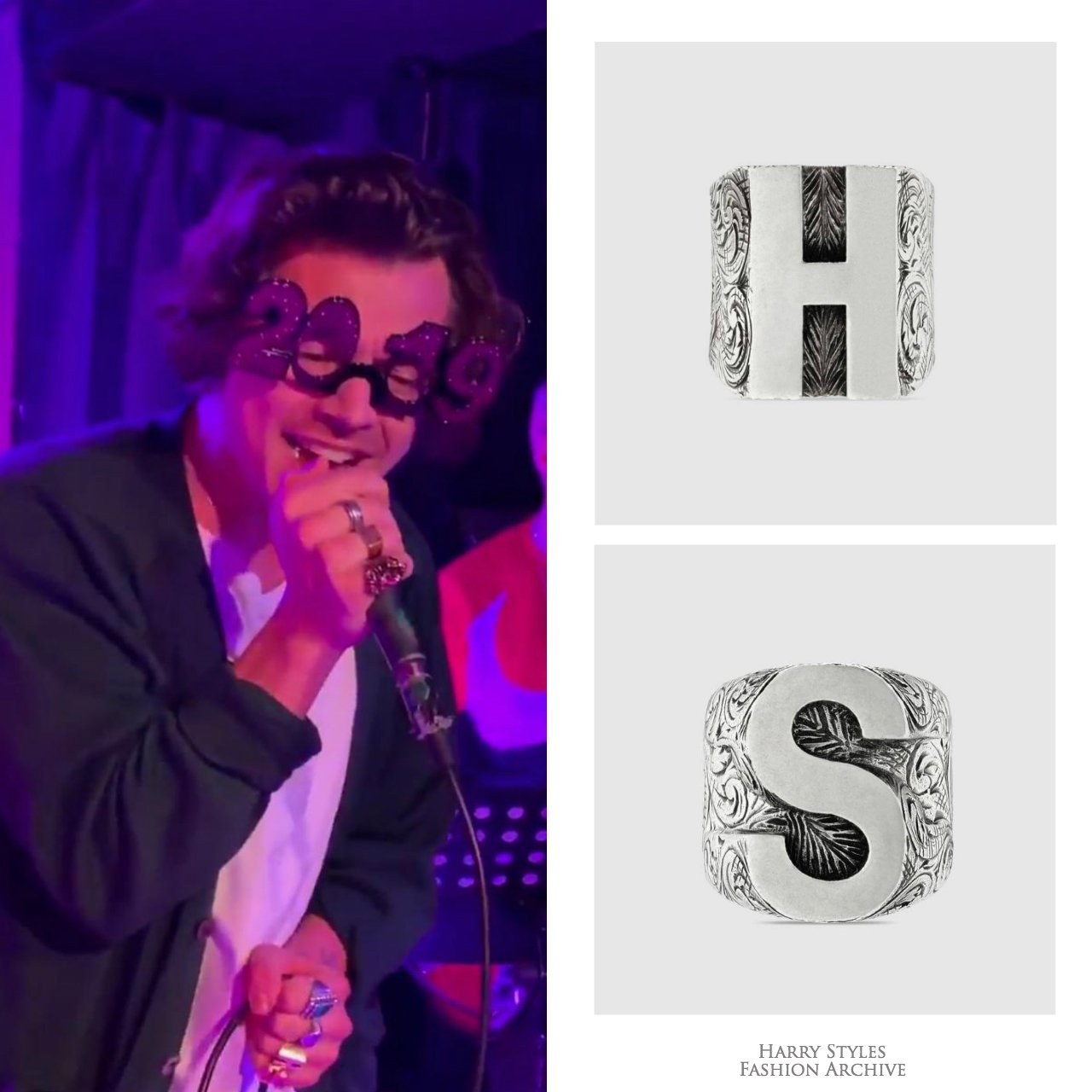 Harry Styles Fashion Archive on X January 2019 Harry wore gucci H and S letter rings 470 out in Japan. https t 00BV7UawtI https t csHSPrngUV https t 6E7UYUt2Cs X