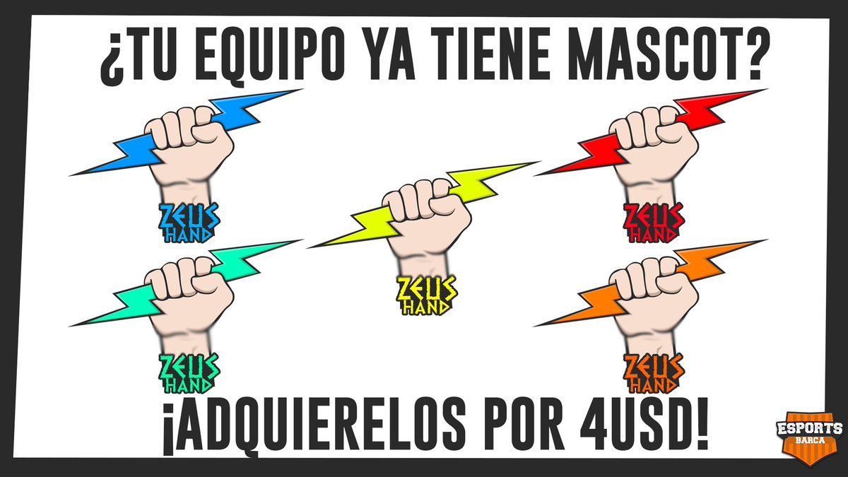 #MascotsGFX | Venta

¡Ponemos a la venta este mascot representando la mano del dios griego Zeus! ¿Tu equipo ya tiene mascota? Para mas información MD #ForcaBarca