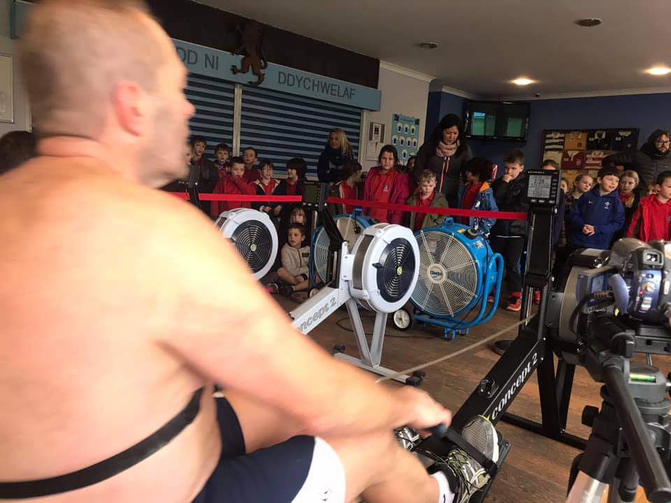 sharonmariej's tweet photo. A big thank you to @YsgolGymraeg for coming over to the Rugby Club to support Bleddyn on Friday, and for your kind donation to the @air_ambulance in memory of Ned. Bleddyn rowed a distance of 275,168m over the 24 hours - only 4000m short of the world record!
#RowforNed https://t.co/vRwXLWGnbW