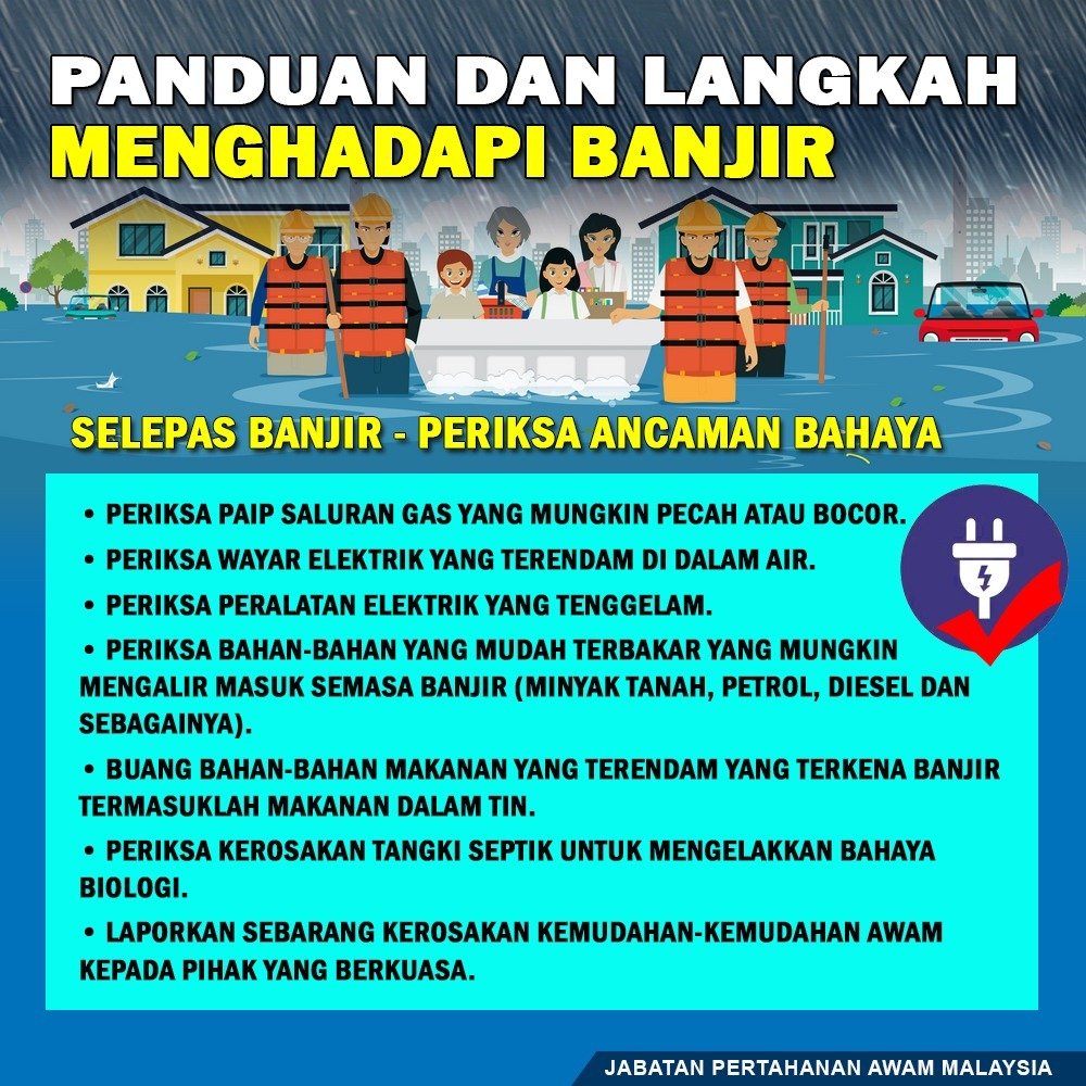 Panduan dan Langkah Menghadapi Banjir :
SELEPAS BANJIR 
 
#JabatanPenerangan
#SayangiMalaysiaku
#BanjirSabah