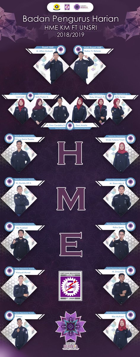 [HME KM FT UNSRI]

Kabinet Berdaya
-Bersinergi dalam Karya-

#HME
#HMEKMFTUNSRI
#TeknikElektro
#UNSRI
#HMEBersatuElektroBerjaya
#KabinetBerdaya