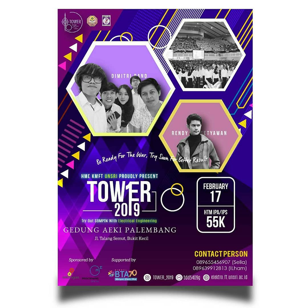 [⚠ATTENTION⚠]
•
📋Try Out SBMPTN With Electrical Engineering
•
Find us on
◾IG: TOWER_2019
◾Group Discussion WhatsApp: bit.ly/Tower_2019
◾CP 1: 089655456907 (Sella)
◾CP 2: 089639912813 (ILham)
•
#TOWER2019
#TryOutSBMPTN2019
#MasukPTN