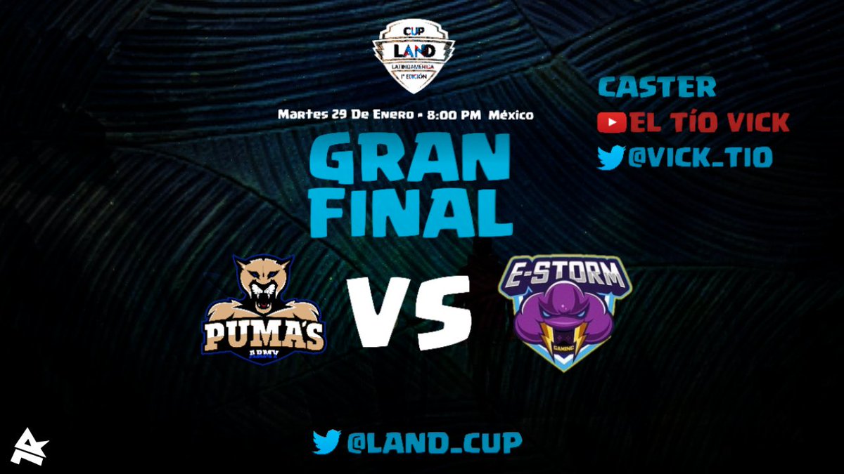 #GRANFINAL 

¡El gran día se acerca!😛

<a href="/PumasArmy/">Puma's Army 🐾</a> 🆚️@ESG_AcademyGG

🏆Final #CupLand1
🗓29/01/2019
⏰ 8:00 PM 🇲🇽
📺 <a href="/vick_tio/">El Tío Vick</a>

#GoLand #GOLATAM