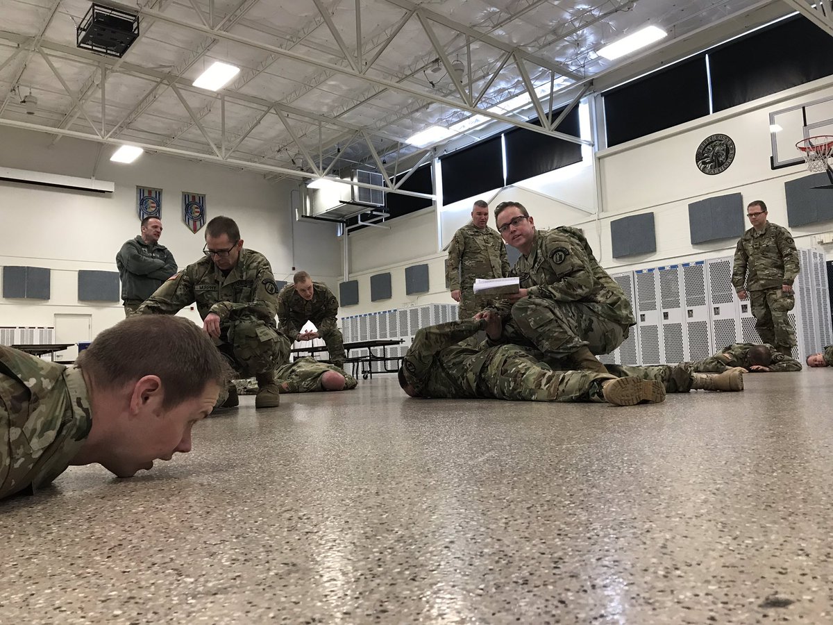 Learning how to properly conduct a search with SGT Putnam. SGT Slack (on the left) became very familiar with the floor while being searched. 
#USArmyMusic #utahnationalguard #armyguardband  #ArmyTraining