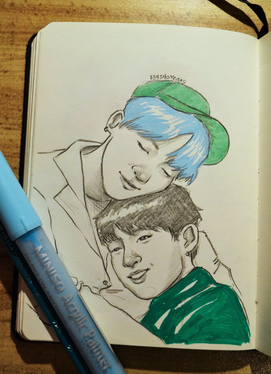 20190127 / day 27Yoonkook :( it's so soft i might cry (ok obviously not sponsored but these acrylic paint miniso pens??? are amazing.)  @BTS_twt