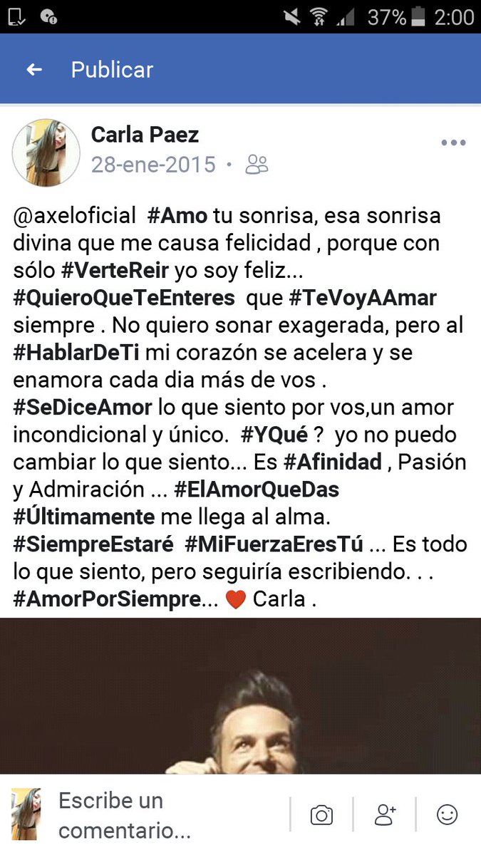 carlaa_p's tweet photo. Mira justo un recuerdo de face 😍 ojalá lo leas ❤ @AxelOficial #AxelEnTelefe https://t.co/hKo3QAqsDQ