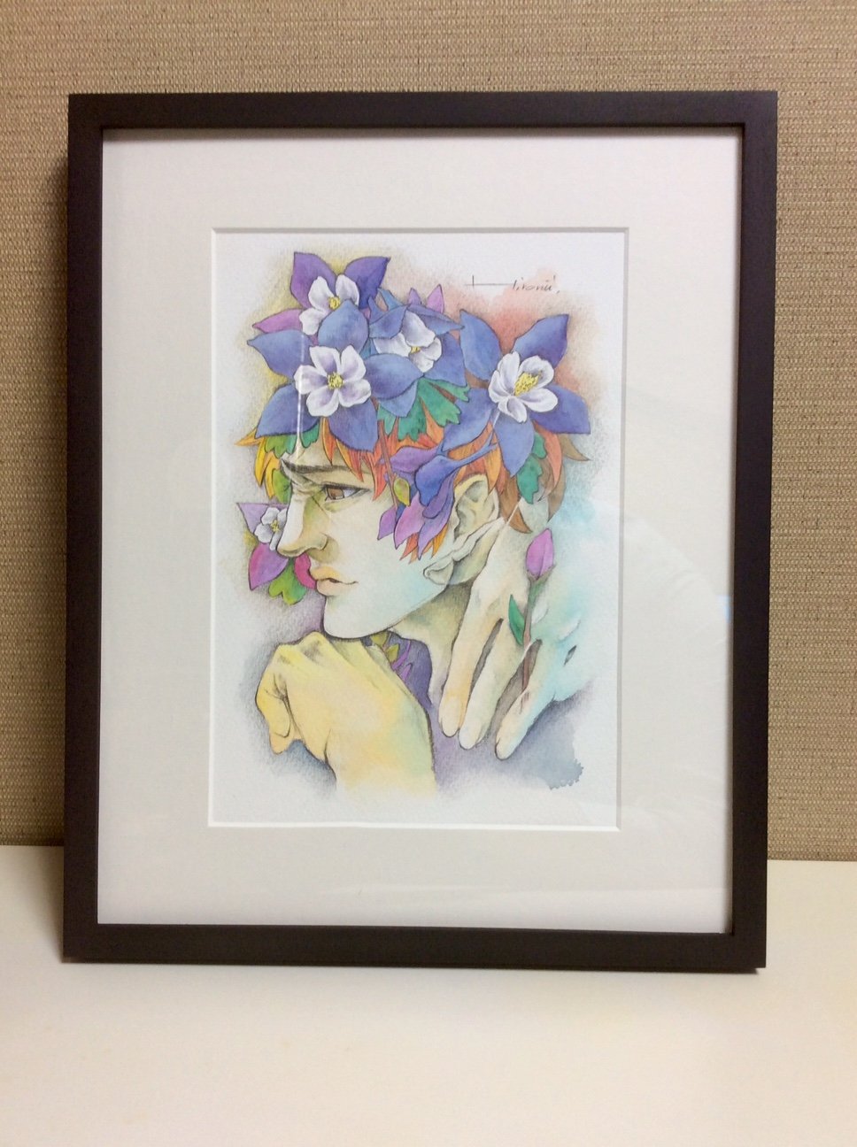 水彩画］Ayumi Makita 可愛らしい少女の絵 水彩 1996年