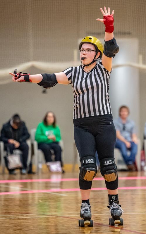 WARollerDerby's tweet photo. Fancy becoming a roller derby referee like the wonderful Luna? Come along to one of our beginner Q&amp;A info sessions to find out more. You don't need any derby knowledge- we'll teach you! See our Facebook page for details.  📸Matthew Boggs  #rollerderby https://t.co/R4hYM3NoX0