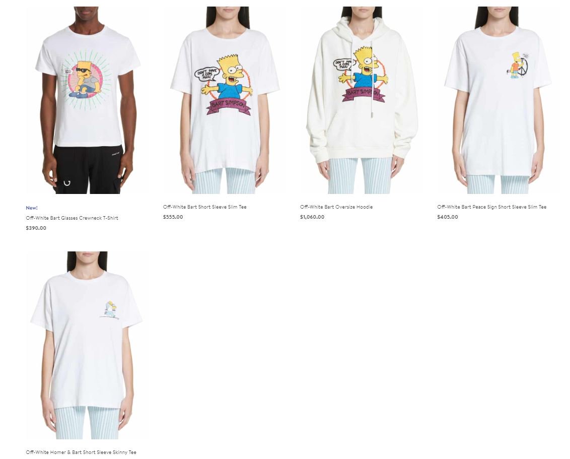 off white bart peace tee