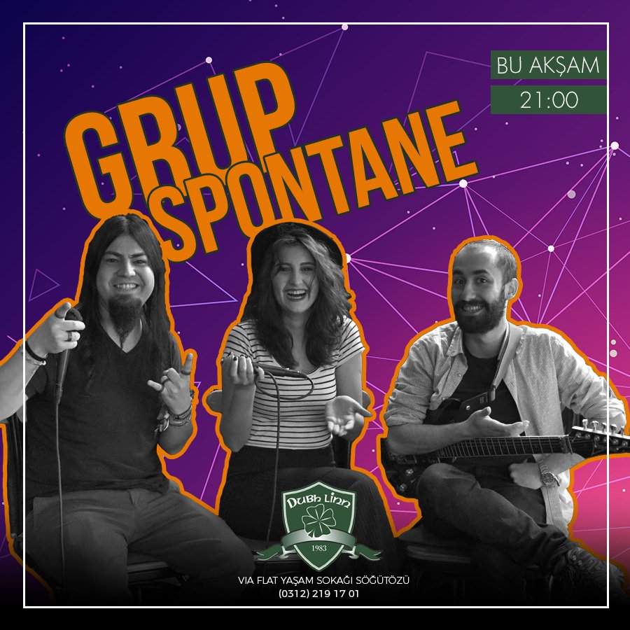 viaflatdubhlinn's tweet photo. Uzun bir aradan sonra Grup Spontane bu akşam 21:00'da Dubh Linn Via Flat'te! #dubhlinn #viaflat #irishpub #pub #eğlence #müzik #armada #yaşamsokağı #cumartesi #haftasonu #iyiyemek #iyimüzik #cocktail #kokteyl https://t.co/5BTvwfBB6A