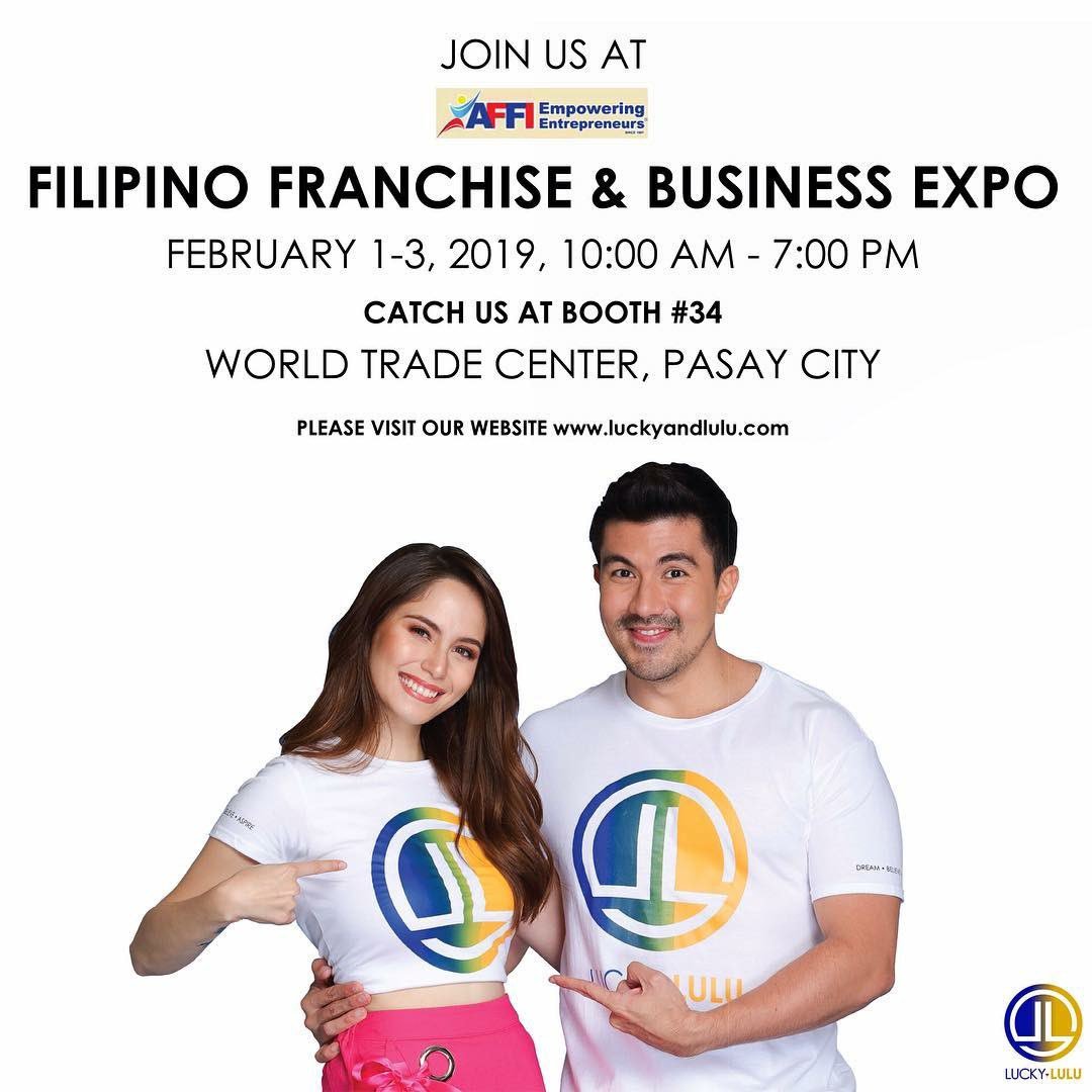 Hey guys! <a href="/luckyandlulu/">LuckyandLulu</a> would like to invite you to join us in the Filipino Franchise &amp; Business Expo! .
.
.
Located at World Trade Center  Pasay City, February 1-3, 2019, 10:00am - 7:00pm
Catch us at booth #34
visit our website luckyandlulu.com