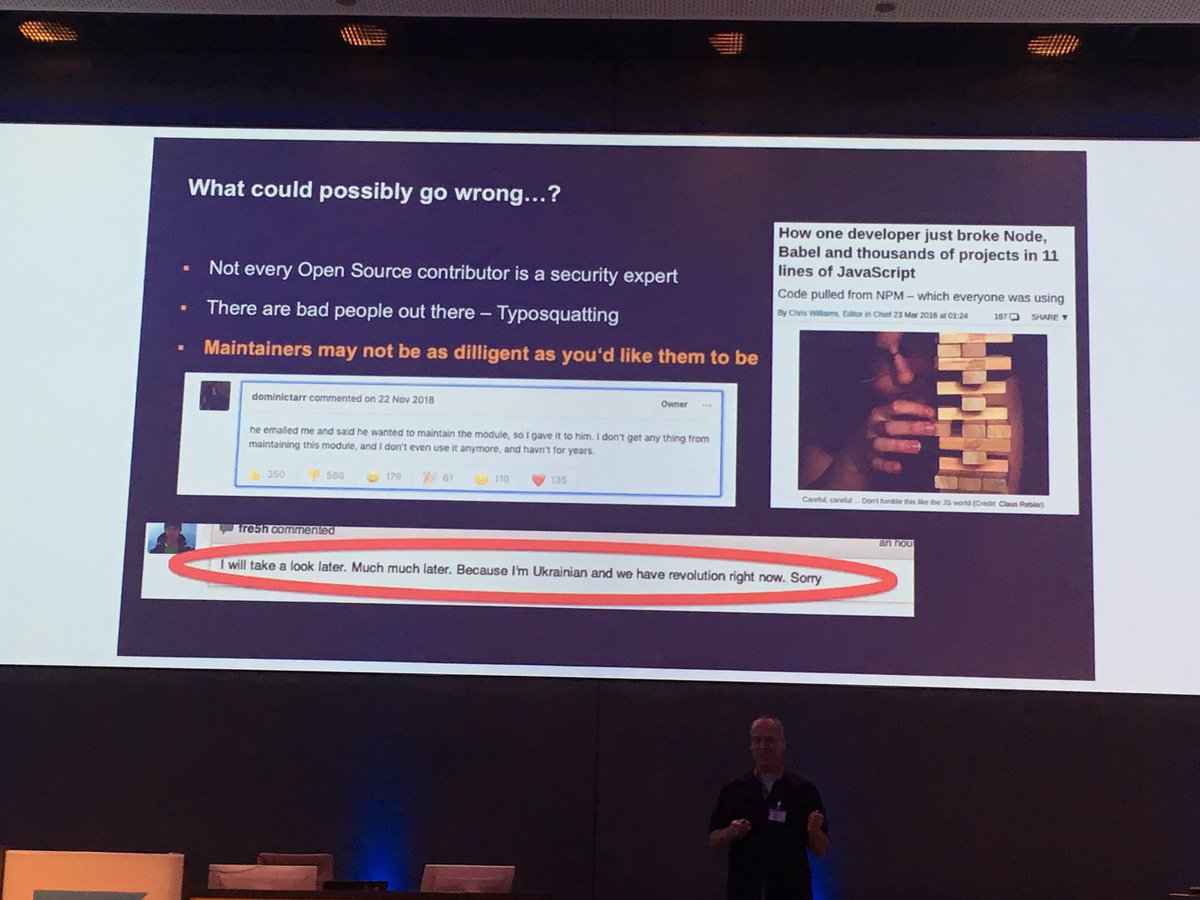 Patty_1982's tweet photo. Thank you @koehntopp for your interesting session about Open Source development #sitWDF #vulnerability #usefulTools #depandabot #jenkinsPlugin https://t.co/vXurT0jw9R