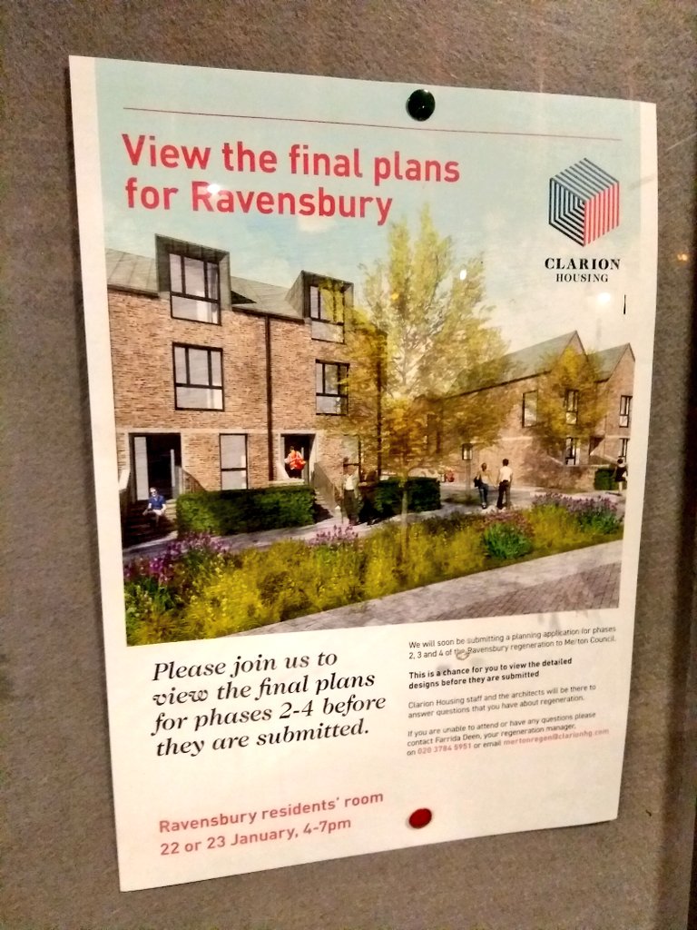 When we ran for election, there was palpable fear in faces of the regen team. Now old stalwarts are back in position, regen have resumed their sniggering &amp; obvious disregard. That says a lot for <a href="/Clarion_Group/">Clarion Housing Group</a> <a href="/cllr_alambritis/">Cllr Stephen Alambritis MBE</a> &amp; others. Ravensbury needs a sea change to save it