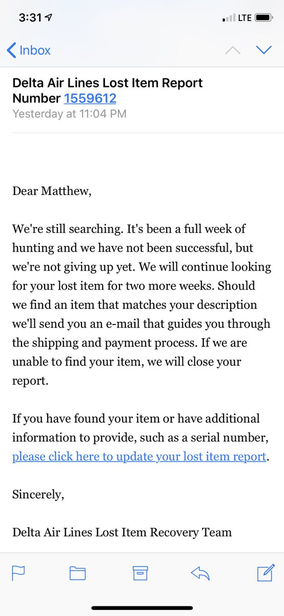 delta lost item on flight