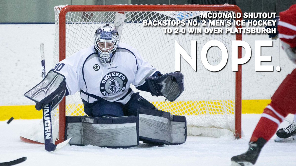 GeneseoKnights's tweet photo. MHOC: McDonald shutout backstops @GeneseoHockey over Plattsburgh - https://t.co/RFkrnHRZoQ #OneKnight #d3hky https://t.co/CeVFunLz1R