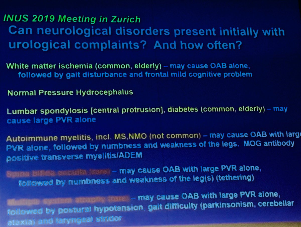 PheVeronique's tweet photo. 7th INUM. J Panicker giving take home messages on #LUTS and #neurological complaints. 1-LUTS often predate neurological signs, 2-avoid prostatic surgery in MSA 3-detect the red flags @GriloUrol @BiardeauXavier @jcorcosmd @ReitzAndre @afufuro https://t.co/kCXpx8zQJZ