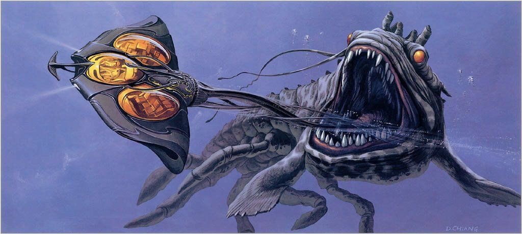 WeirdlandTales's tweet image. Concept art by Doug Chiang for THE PHANTOM MENACE (1999). Twenty years old soon—my oh my...