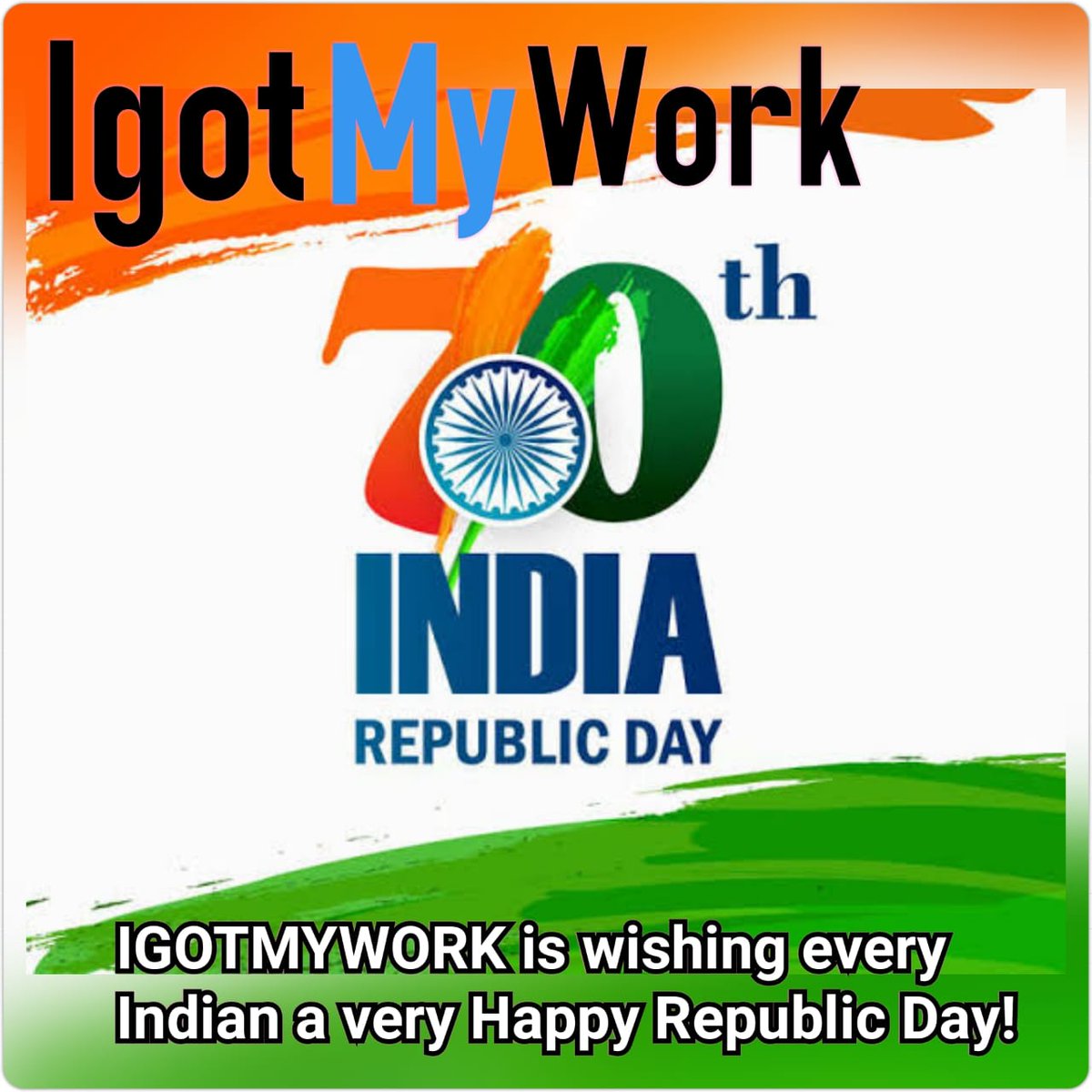 IGotMyWork's tweet photo. May we always have freedom to choose, freedom to live and freedom to dream... With my heart swelling with pride, IGOTMYWORK wishing you all a very happy 70th Republic Day. Jai Hind! 🇹🇯 https://t.co/DbFCJWmy8d