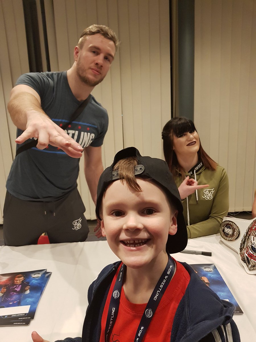 bex_young1's tweet photo. Possibly the best birthday present ever ❤️

Last night, sat next to @LetsBeAce and @DaraDiablo watching @WOSWrestling and my boy got to meet his idols @gradowrestling @AdamMaxted @JustinSysum @WillOspreay @Robbie_X_ @BeaPriestley @SoCalValerie @joeshendry 😊

#luckygirl #VIP https://t.co/mGWgLlvGYs