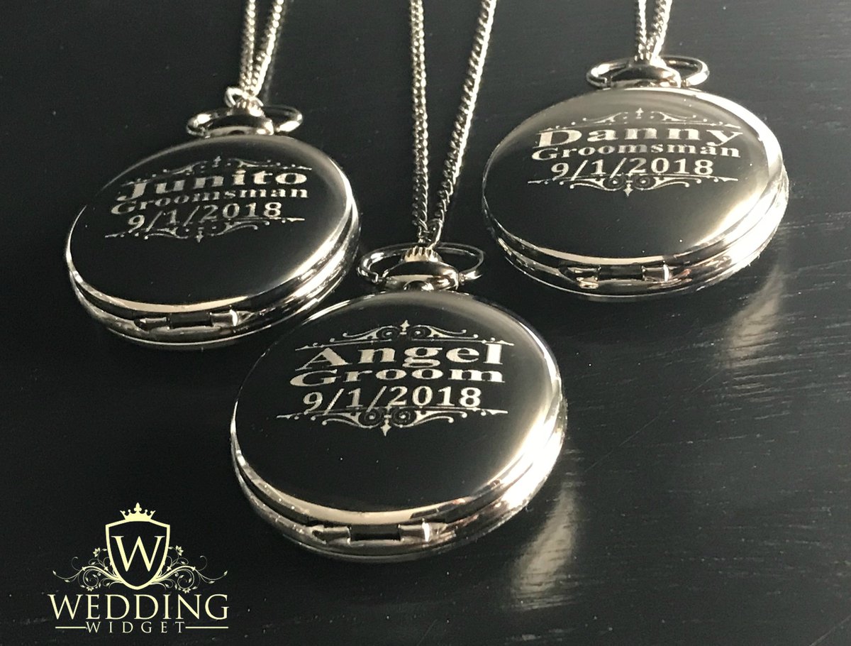 WeddingWidget's tweet photo. 3 Personalized Pocket Watches - Bride &amp; Groom gift - Usher and Groomsmen gift - Wedding gift set - Best Man - Man of Honor personalized gift https://t.co/XUm1x7lQ8o #groomsmengifts #giftsforhim #hisandhergift #groomsmangift #groomsmengift #bestmangift https://t.co/pj19SUfbrk