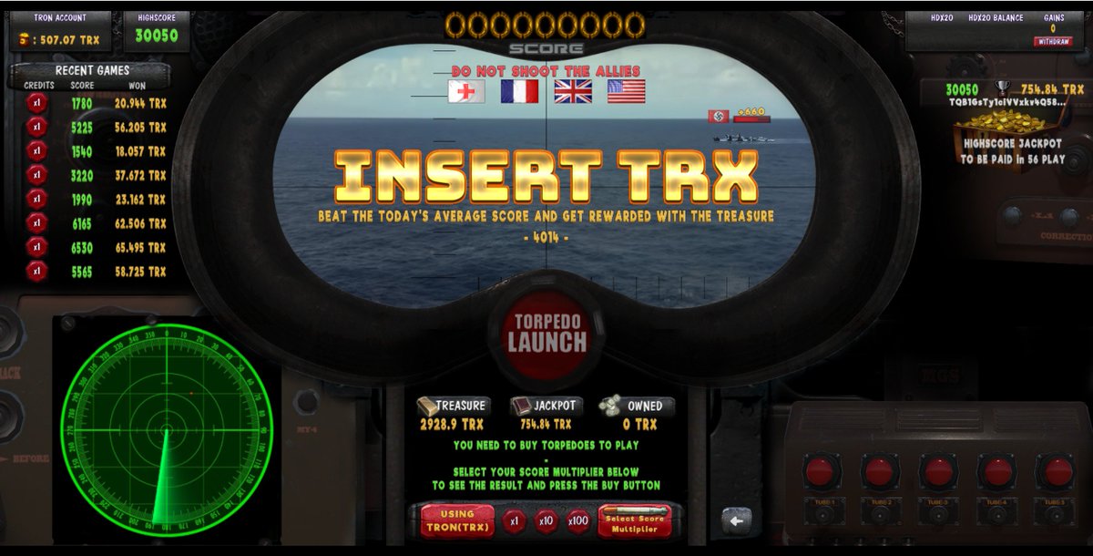 We just released Torpedo Launch V2 on the TRON platform , no more campaign, playable 24/24, instant rewards, new rules: beat the today's average score and win a cut of the Treasure 😀 @ trx.torpedolaunch.io 
#Crypto #dApps #dapp #TRON  #TRX #TRONAccelerator #GamingNews