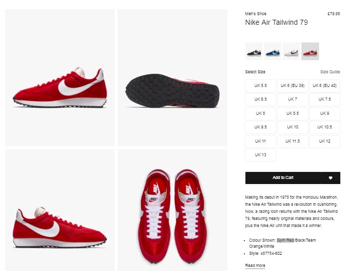 The Nike Air Tailwind 79 'Gym Red' is 