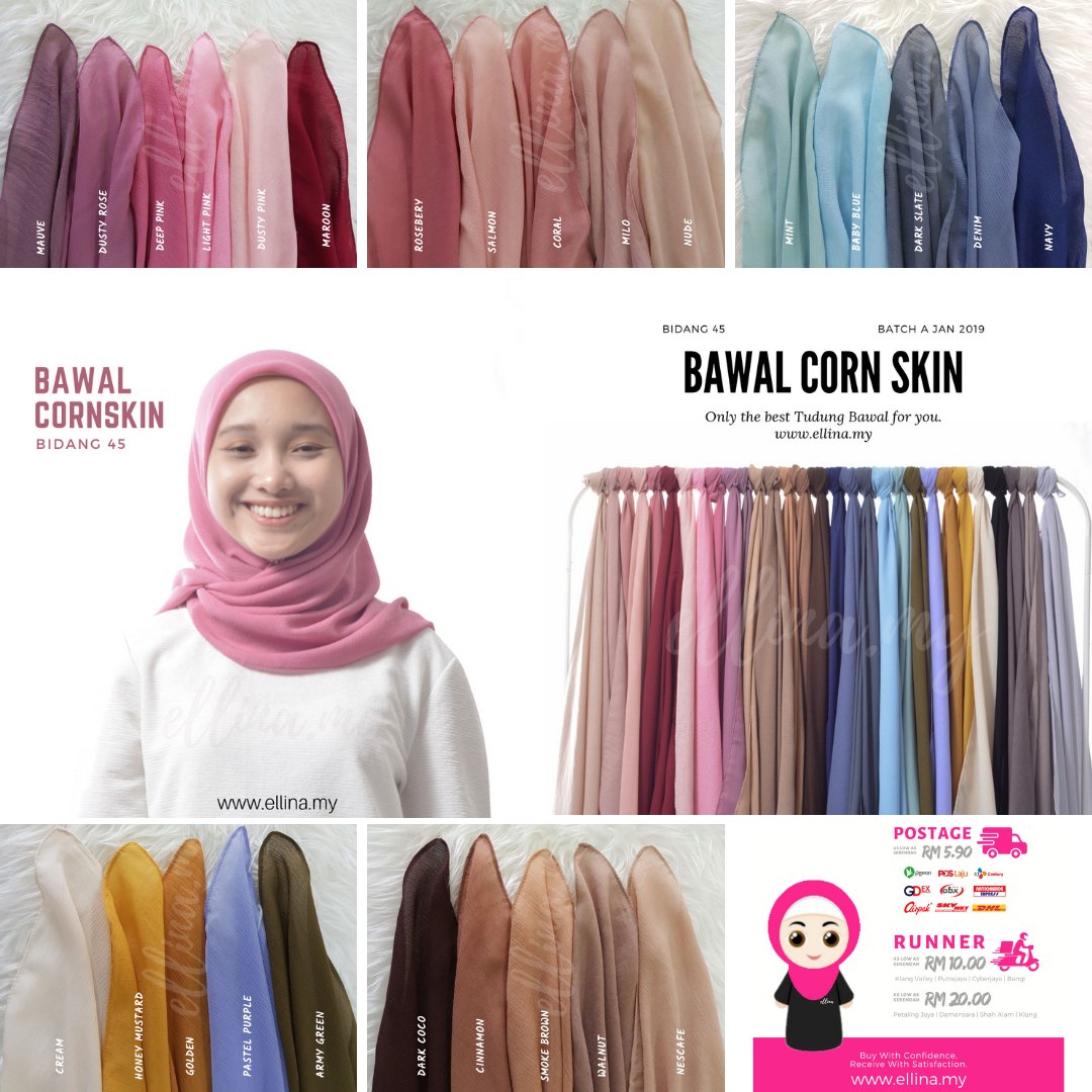 my_ellina's tweet image. 🥇 THE HOTTEST ITEM🥇 

Bawal Cornskin
Bidang   : 45
Material : Chiffon Cornskin 
Jahitan   : Baby Seam
Colour   : 20 ++
Note*    : Has been check pcs by pcs (99% NO DEFECT) 

Price       : RM 9.50 ONLY 💵
Website  : bit.ly/belicornskin 
Wassap   : ellina.wasap.my