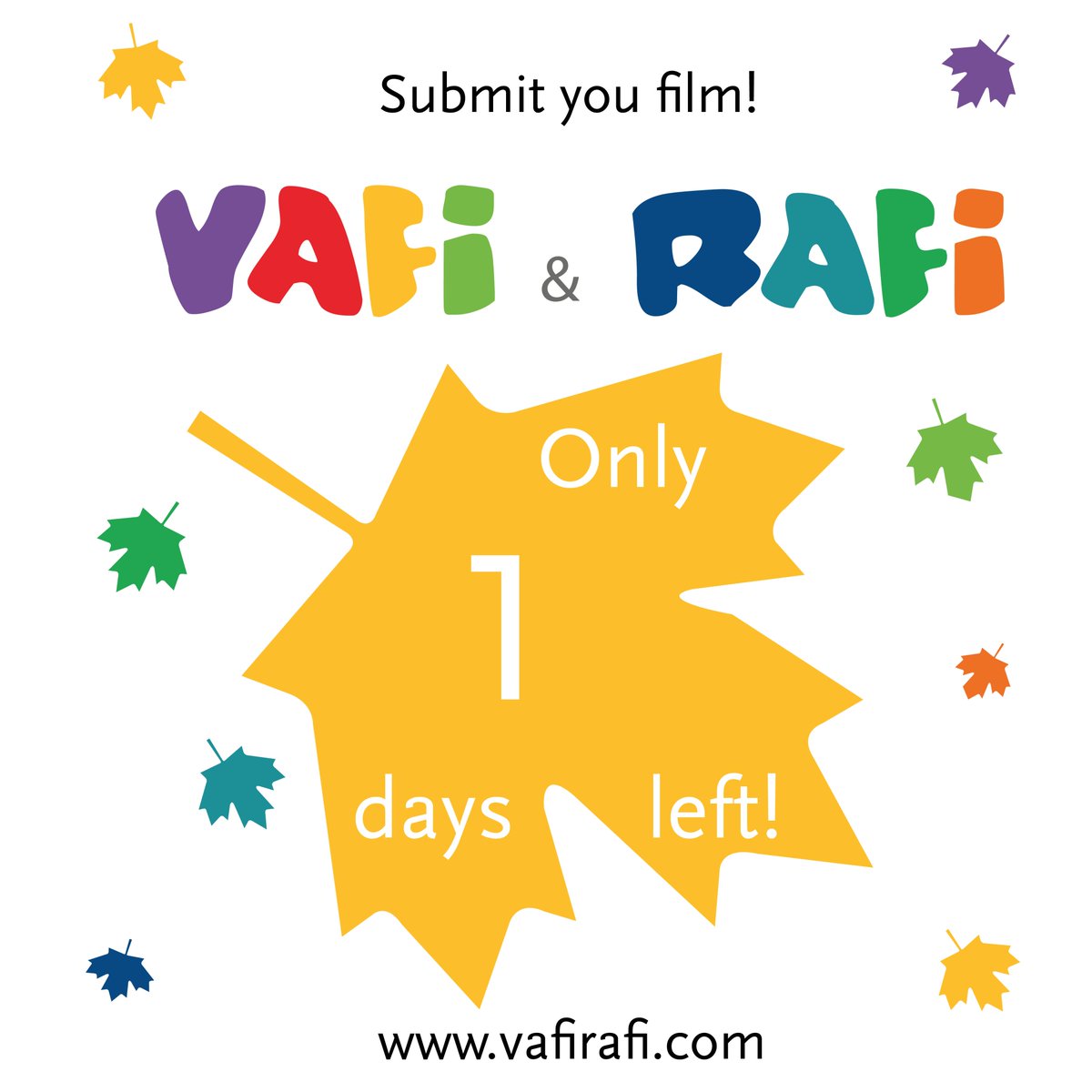 VafiRafi's tweet photo. The closing submission date is approaching fast, you only have today and tomorrow to send us your animated films!
Find the application on our web page. 
https://t.co/jA33drSpe2  
You can also find us on FilmFreeWay!
#Coratia #ChildrenFestival #VAFIRAFI https://t.co/mMm2TFKJzx