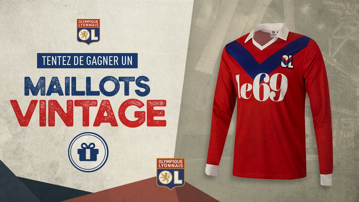 OL's tweet image. #JeuConcours 

RT &amp;amp; Follow pour gagner ce maillot #vintage 89/90 🔴🔵 

🤞 Tirage au sort demain 🤞
