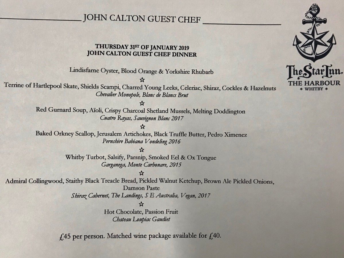 TheStaratHarome's tweet photo. Fancy a trip to @HarbourStarInn Whitby this Thursday night , places left for Masterchef Finalist, Chef John Calton owner of The Staith House, North Shields book online or call 01947 821900 for a great menu cooked by this @TheStaratHarome Old Boy!! https://t.co/OSlgodadJ7