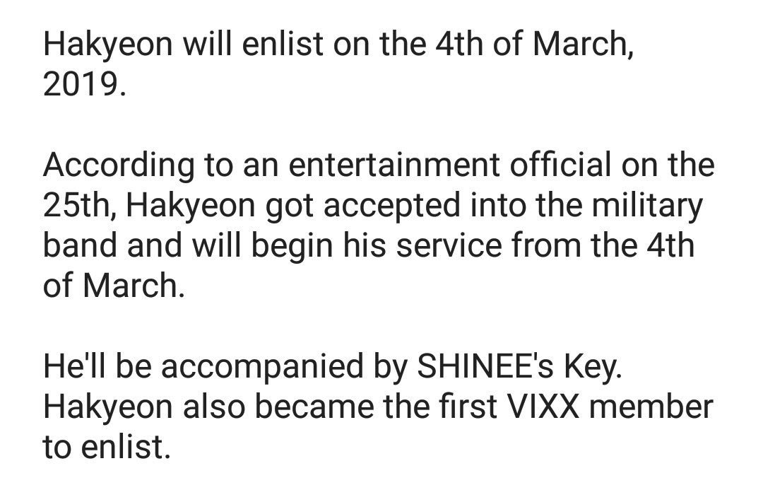 allhakyeonpics's tweet photo. The news is out fam. Will you guys wait for him till October 2020??  @CHA_NNNNN https://t.co/TLfUegwPbZ