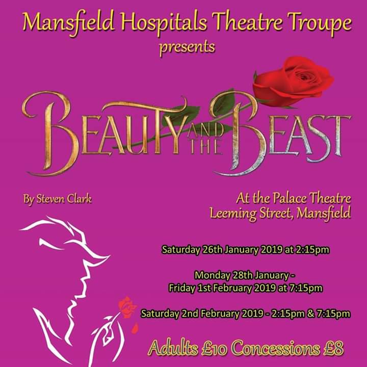 StagefrightNott's tweet photo. We would like to wish our friends in the Mansfield Hospital's Theatre Troupe the very best for their 2019 panto "Beauty and the Beast" which opens today at @MansfieldPalace Oh, yes it does! #Panto #Pantomime #BeautyAndTheBeast https://t.co/3PJ0ODjIwY