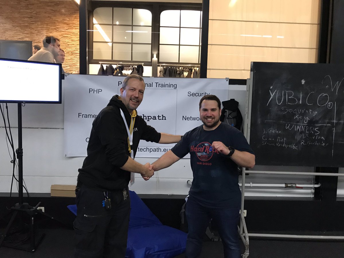 techpathtraini1's tweet image. And the lucky winner of the #TechPathTraining #phpbnl19 #yubikey is @Caroganet. Congratulations with a safer internet!