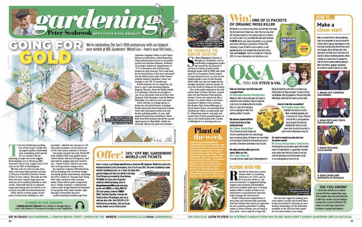 valgardening's tweet photo. In #SunGardening today: plans for #GWLive show, tribute to David Austin, spring hygiene in the garden, win #MOBacter moss treatment, home-made plant treatments, bare root plants, daffodils, aspidistra & spider plants.
๐ค๐ฑ๐น๐ https://t.co/k2Ciz2A97Q